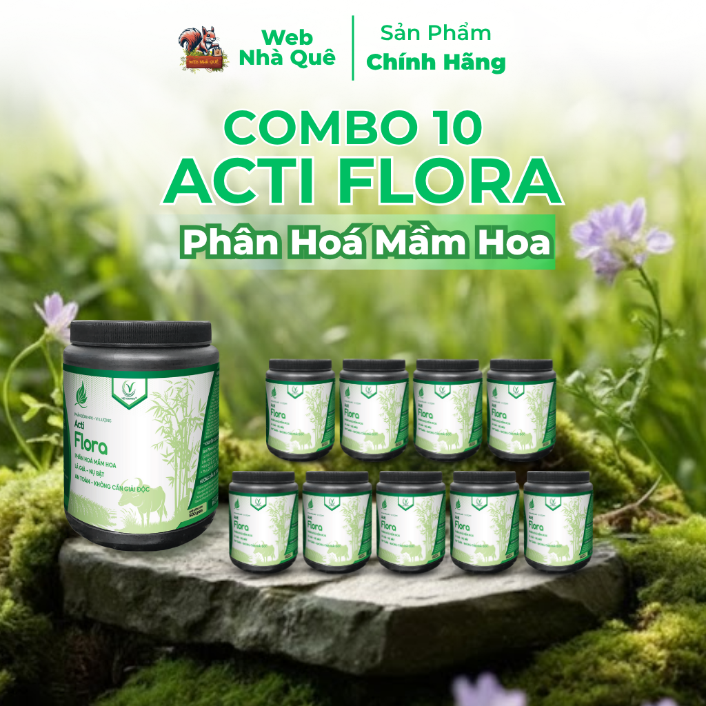 Combo 10 Hũ Phân Bón Lá Acti Flora Tặng 3 Nu Bo Xanh Extra 250ml