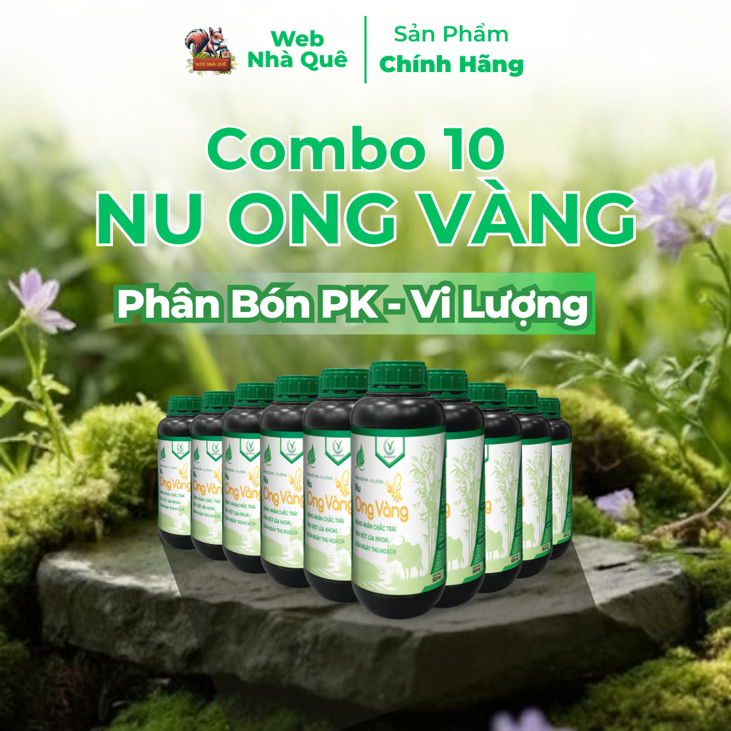 Combo 10 Hủ Phân Bón Lá Nu Ong Vàng Bổ Sung Lân, Kali, Bo Giúp Cây Trồng Nuôi Trái, Nặng Nhân