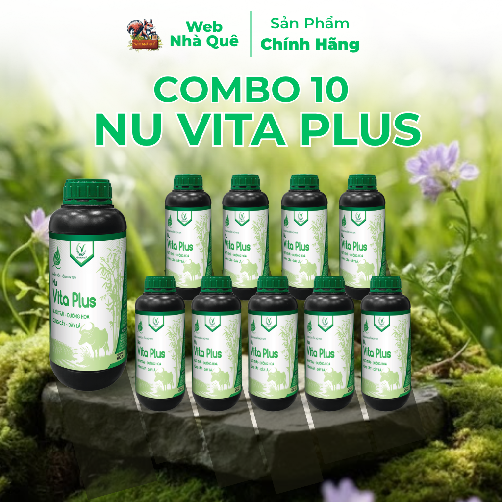 Combo 10 Hũ Phân Bón Lá Nu Vita Plus Tặng 3 Nu Bo Xanh Extra 250ml