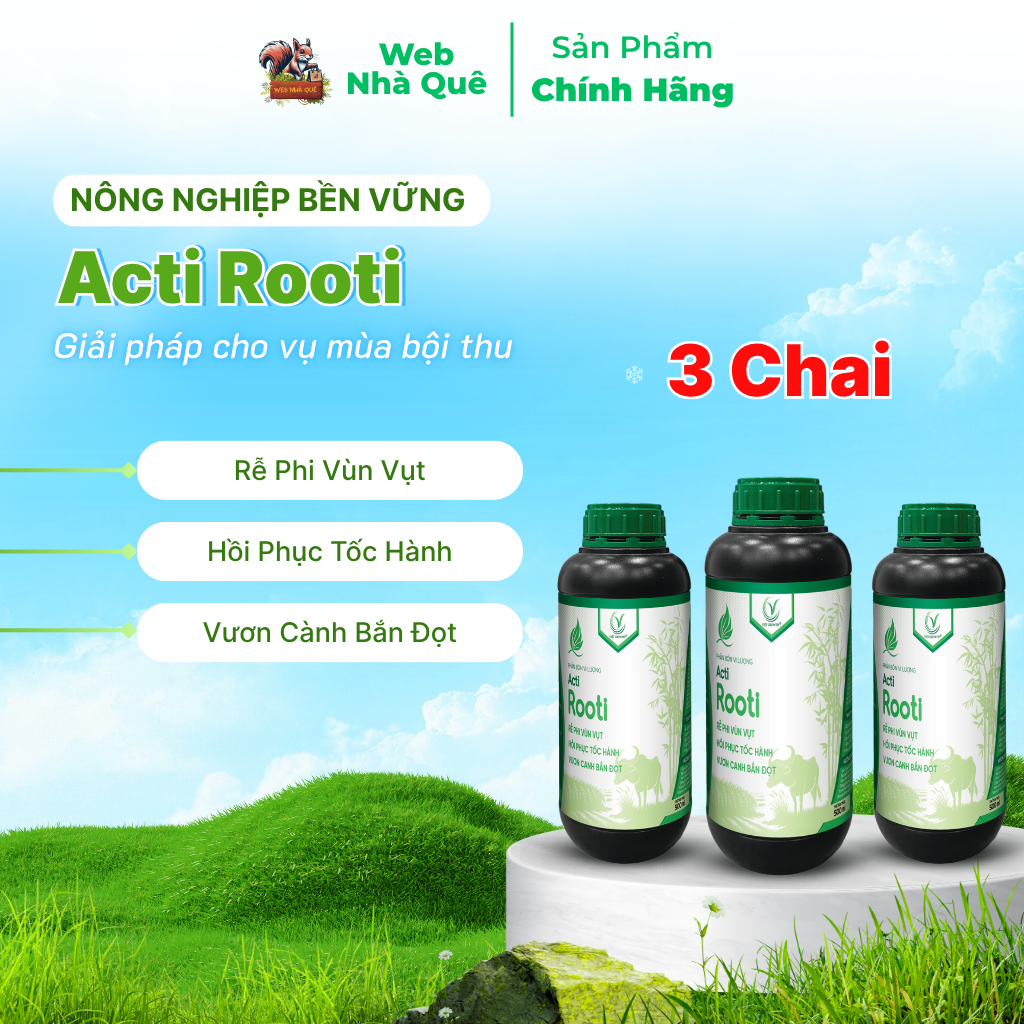 Combo 3 Hũ Phân Bón Lá Acti Rooti Giúp Kích Rễ Cây Trồng, Tăng Khả Năng Hấp Thu NPK Tồn Dư Trong Đất