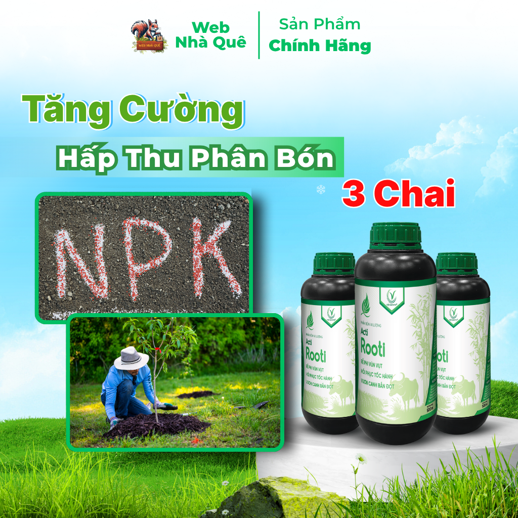 Combo 3 Hũ Phân Bón Lá Acti Rooti Giúp Kích Rễ Cây Trồng, Tăng Khả Năng Hấp Thu NPK Tồn Dư Trong Đất