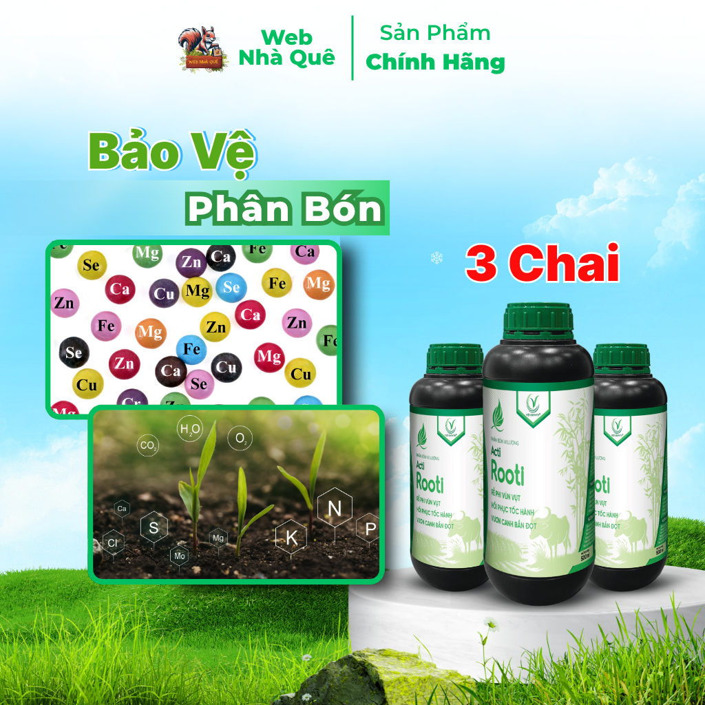 Combo 3 Hũ Phân Bón Lá Acti Rooti Giúp Kích Rễ Cây Trồng, Tăng Khả Năng Hấp Thu NPK Tồn Dư Trong Đất