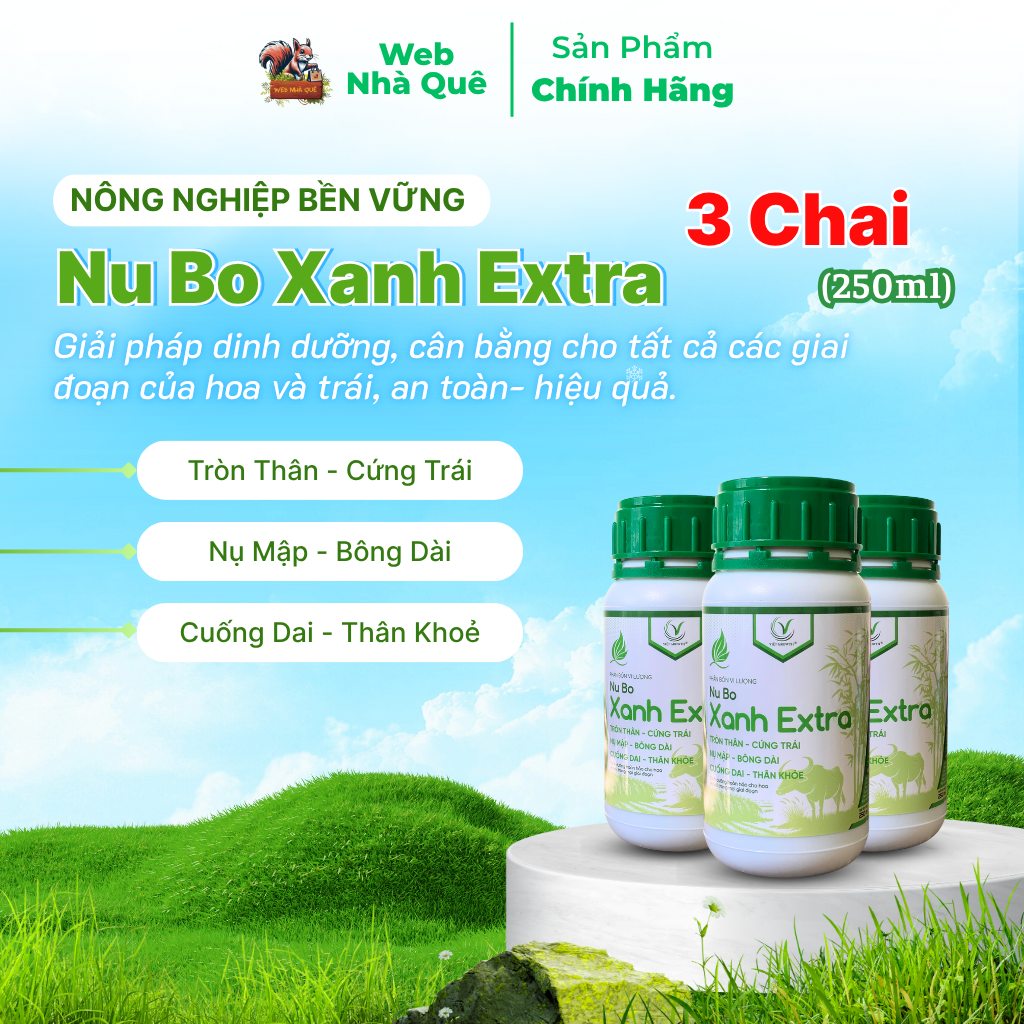 Combo 3 Hũ Phân Bón Lá Nu Bo Xanh Extra Hạn Chế Thối Hoa, Thối Trái, Rụng Hoa, Rụng Trái