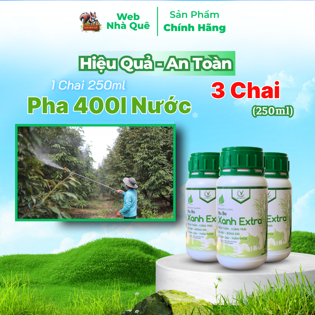 Combo 3 Hũ Phân Bón Lá Nu Bo Xanh Extra Hạn Chế Thối Hoa, Thối Trái, Rụng Hoa, Rụng Trái