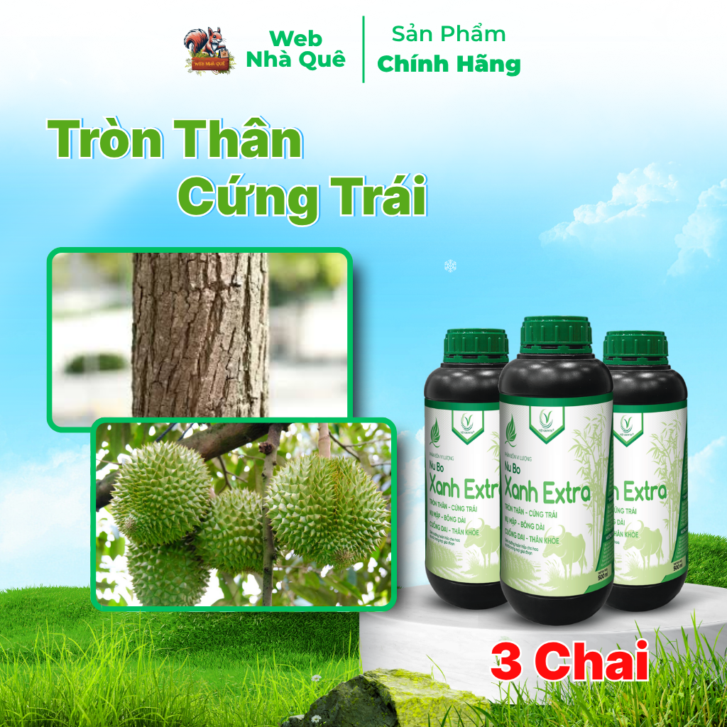 Combo 3 Hũ Phân Bón Lá Nu Bo Xanh Extra Hạn Chế Thối Hoa, Thối Trái, Rụng Hoa, Rụng Trái (Chai 500ml Pha 800 lít)