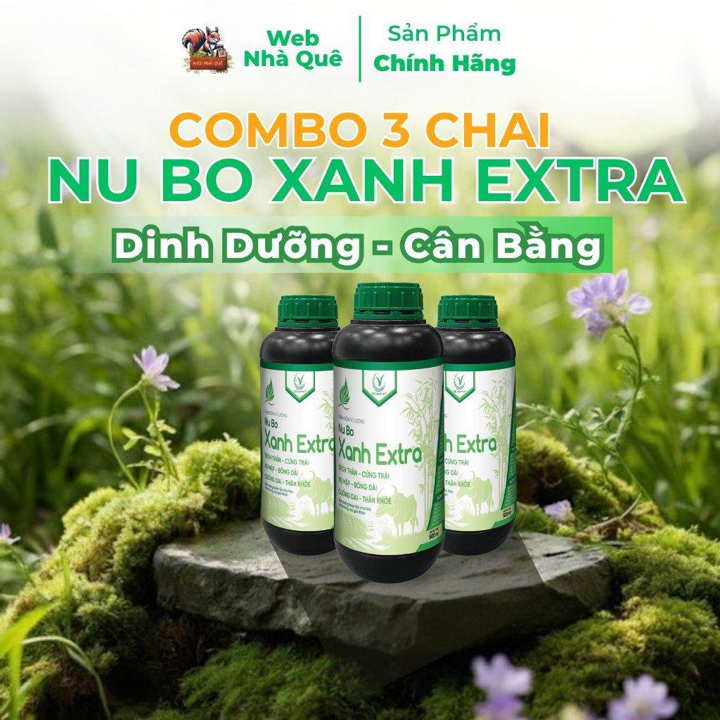 Combo 3 Hũ Phân Bón Lá Nu Bo Xanh Extra Hạn Chế Thối Hoa, Thối Trái, Rụng Hoa, Rụng Trái (Chai 500ml Pha 800 lít)