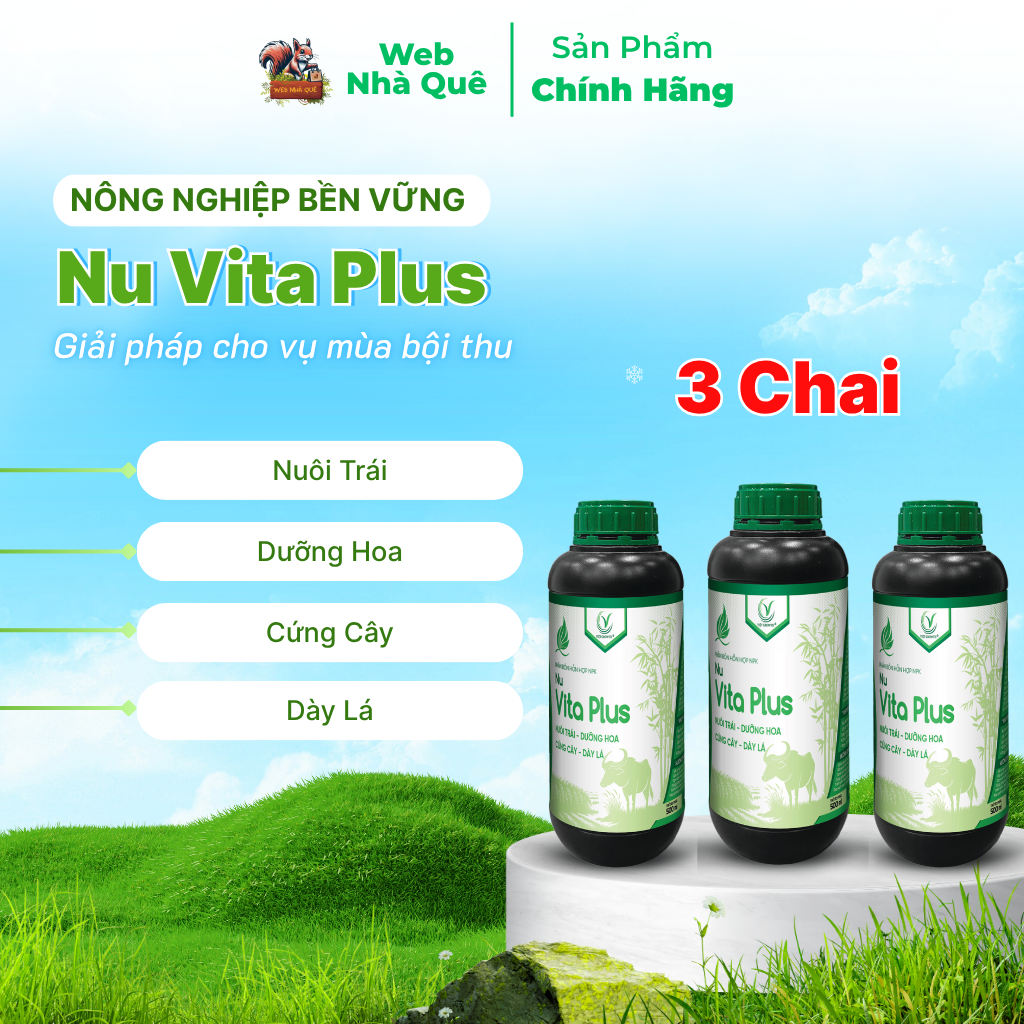 Combo 3 Hũ Phân Bón Lá Nu Vita Plus Giúp Nuôi Trái, Dưỡng Hoa, Hạn Chế Cháy Lá, Thối Trái, Thối Bông