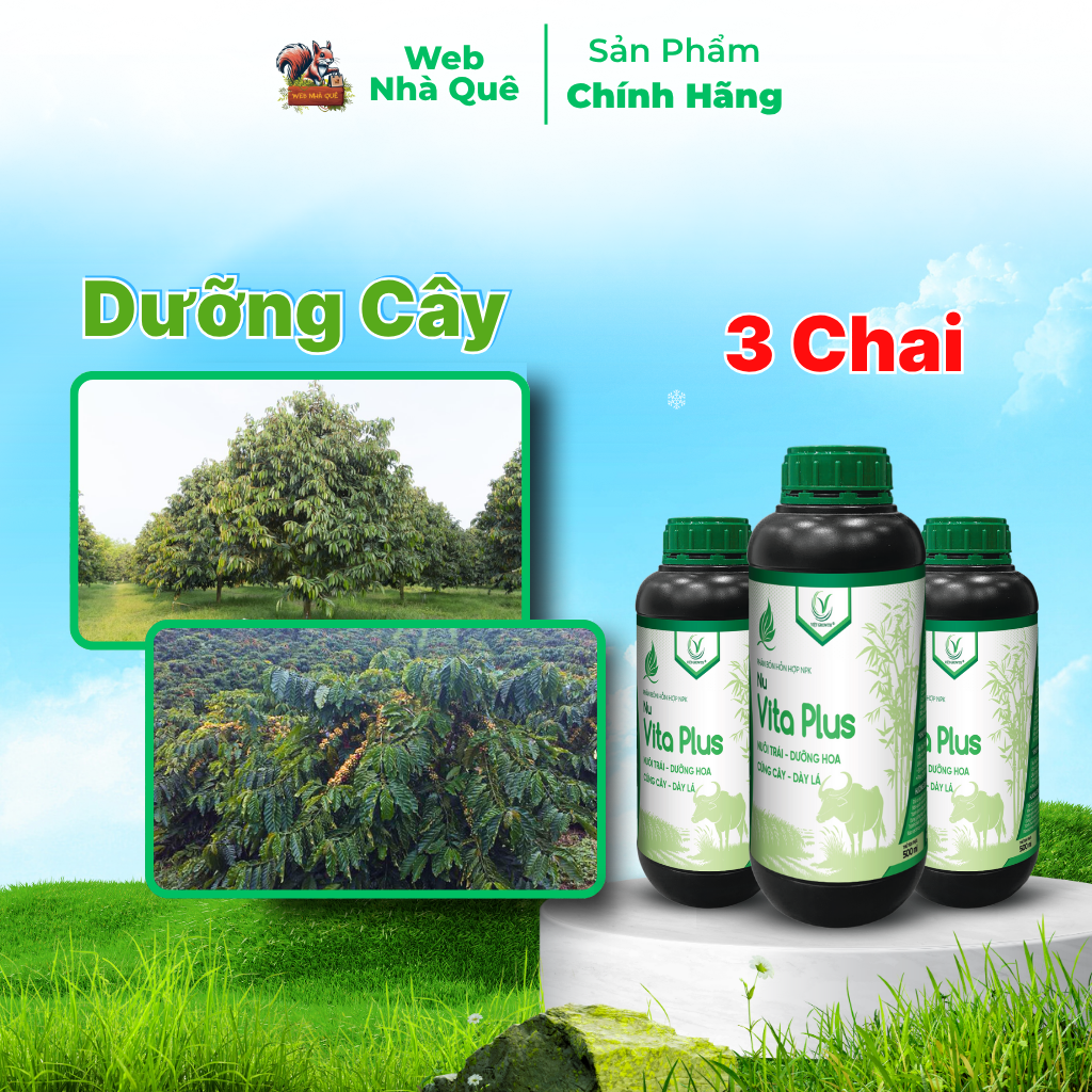 Combo 3 Hũ Phân Bón Lá Nu Vita Plus Giúp Nuôi Trái, Dưỡng Hoa, Hạn Chế Cháy Lá, Thối Trái, Thối Bông