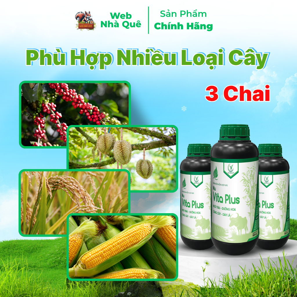 Combo 3 Hũ Phân Bón Lá Nu Vita Plus Giúp Nuôi Trái, Dưỡng Hoa, Hạn Chế Cháy Lá, Thối Trái, Thối Bông