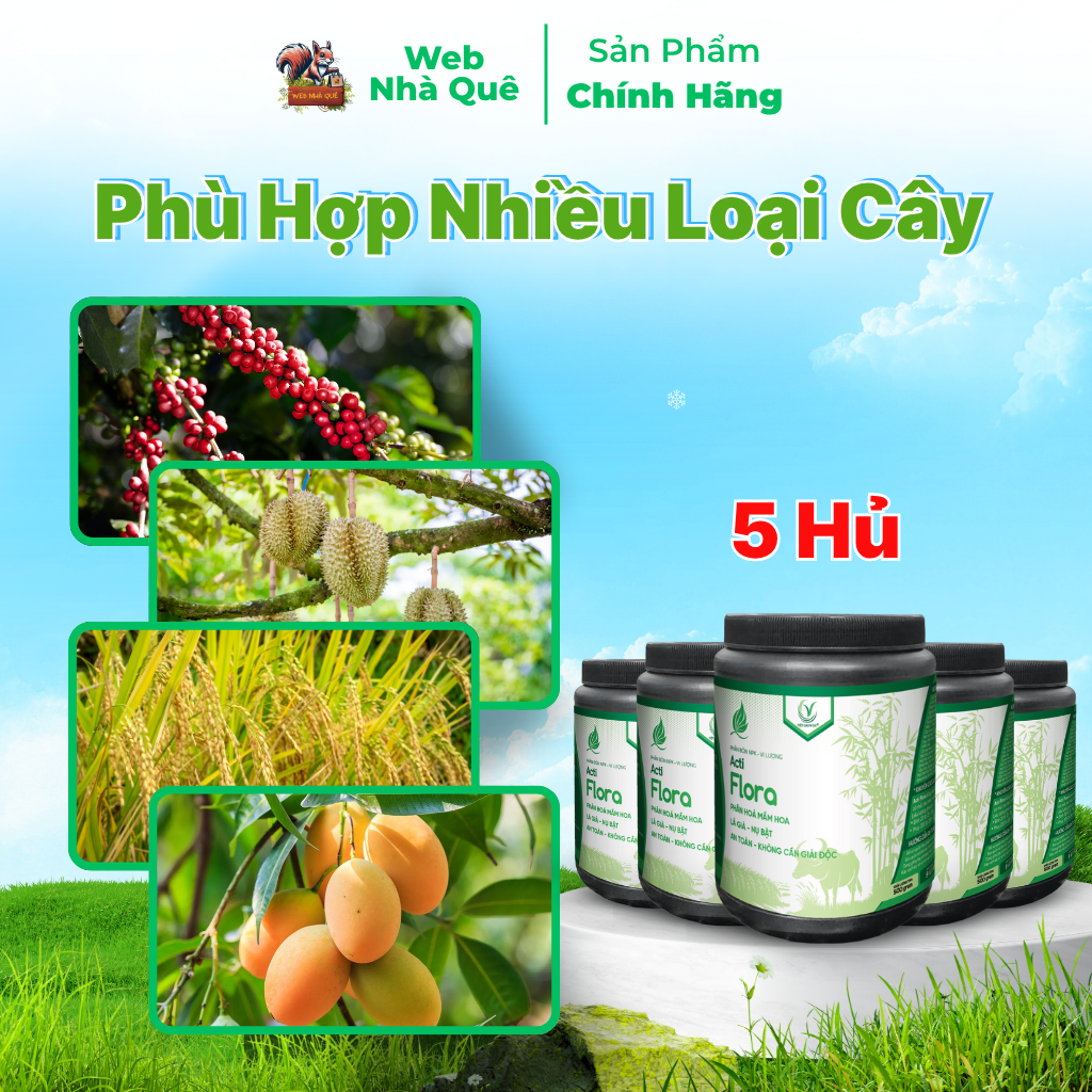 Combo 5 Hũ Phân Bón Lá Acti Flora Tặng 1 Nu Bo Xanh Extra 250ml