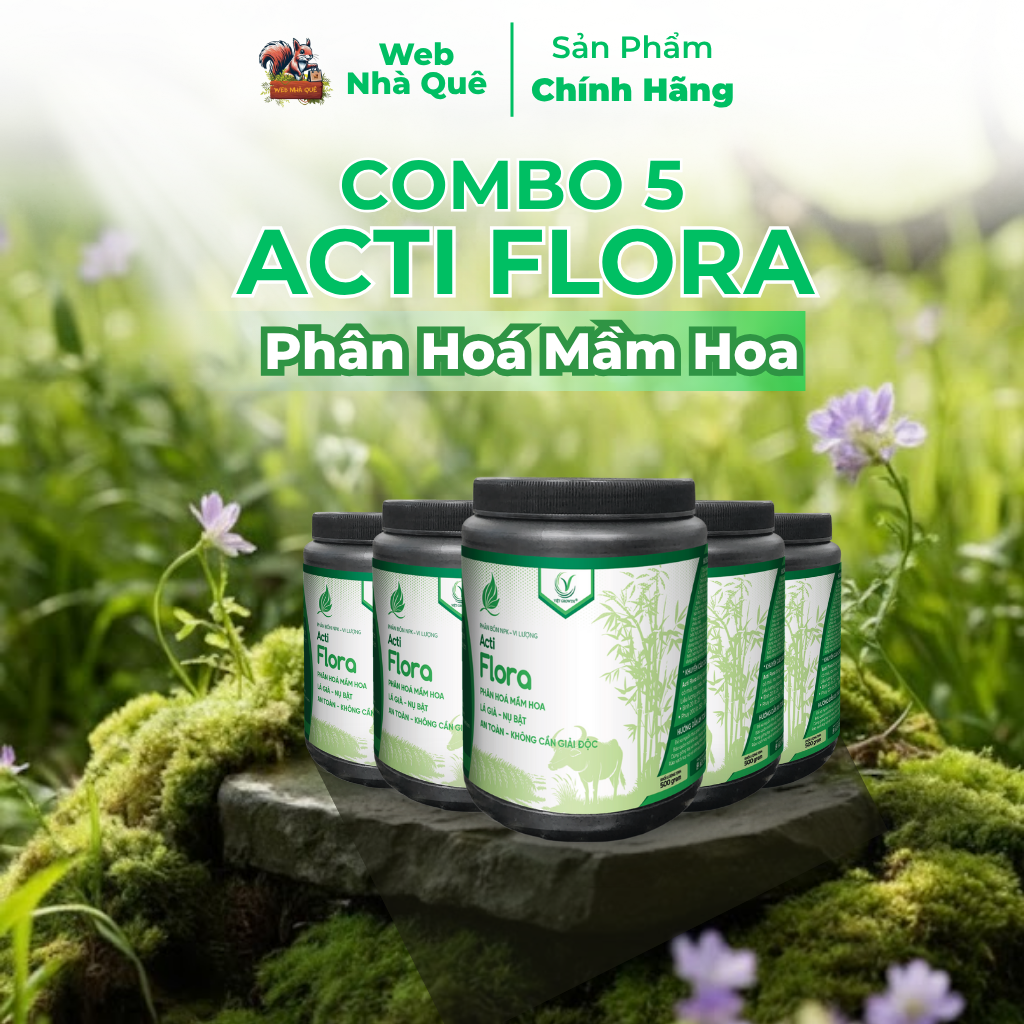 Combo 5 Hũ Phân Bón Lá Acti Flora Tặng 1 Nu Bo Xanh Extra 250ml