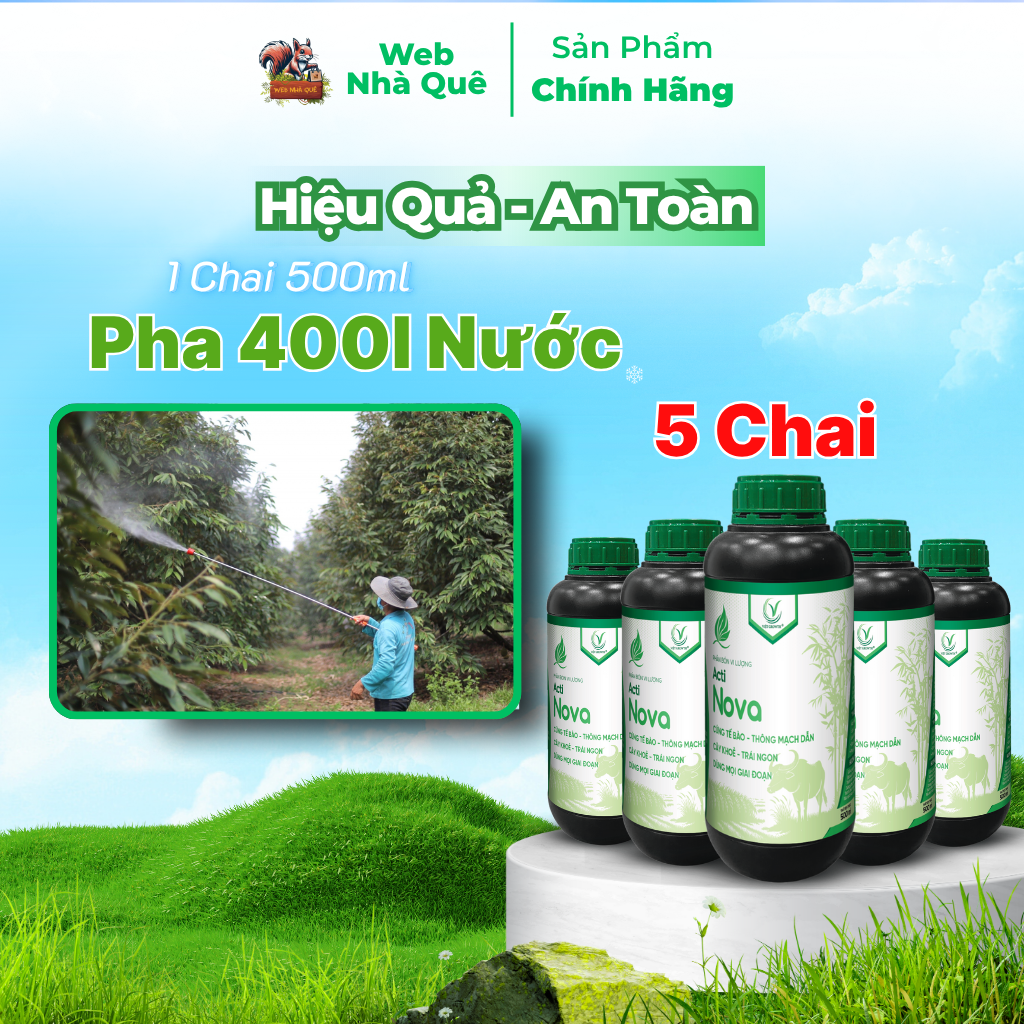 Combo 10 Hũ Phân Bón Lá Acti Nova Tặng 3 Nu Bo Xanh Extra 250ml