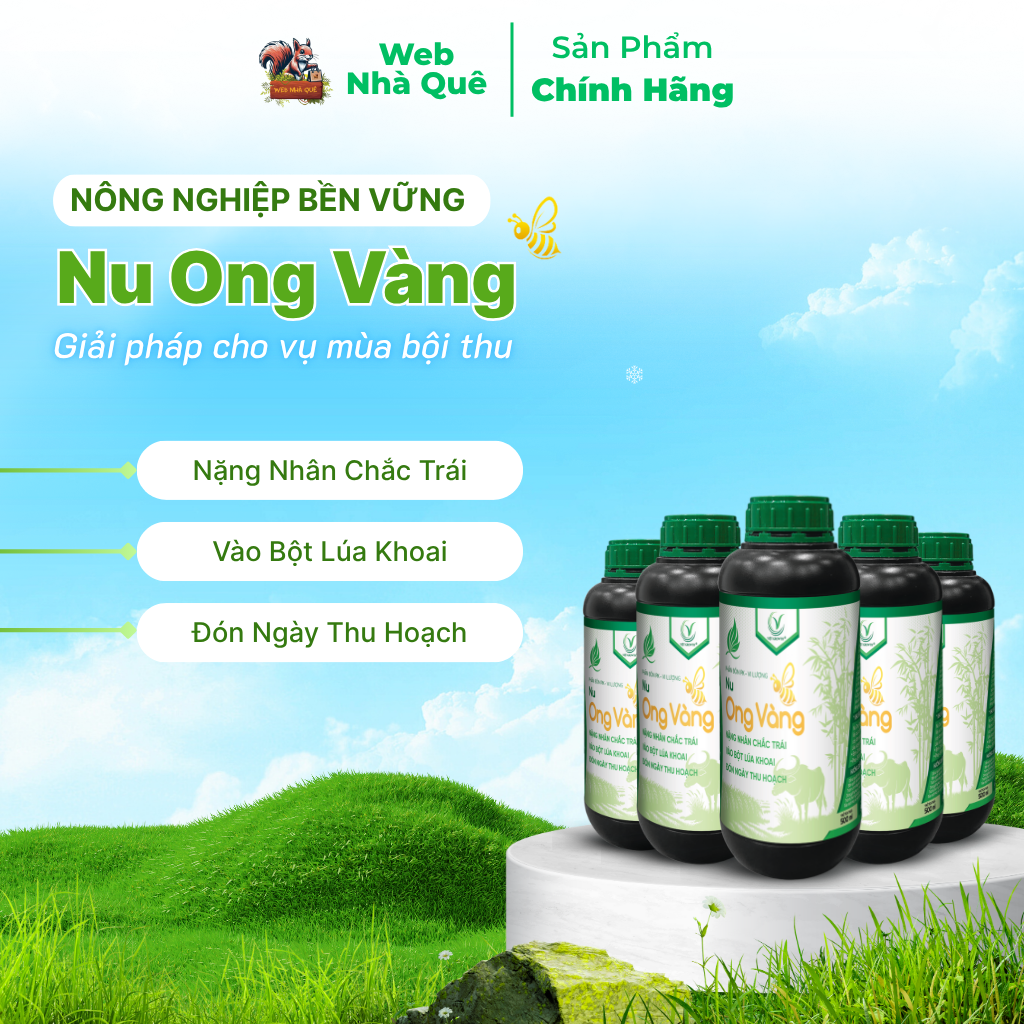 Combo 10 Hủ Phân Bón Lá Nu Ong Vàng Bổ Sung Lân, Kali, Bo Giúp Cây Trồng Nuôi Trái, Nặng Nhân