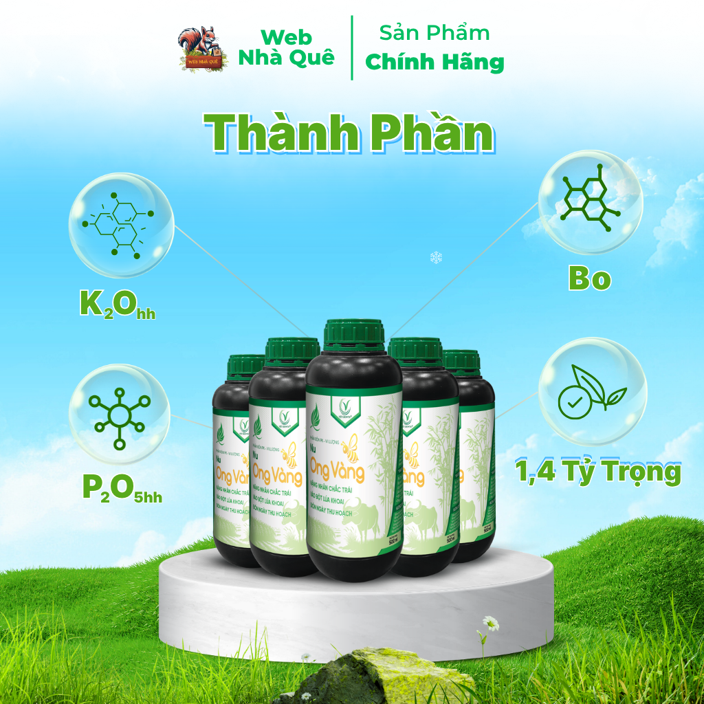 Combo 10 Hủ Phân Bón Lá Nu Ong Vàng Bổ Sung Lân, Kali, Bo Giúp Cây Trồng Nuôi Trái, Nặng Nhân