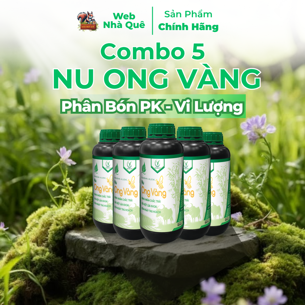 Combo 5 Hủ Phân Bón Lá Nu Ong Vàng Bổ Sung Lân, Kali, Bo Giúp Cây Trồng Nuôi Trái, Nặng Nhân