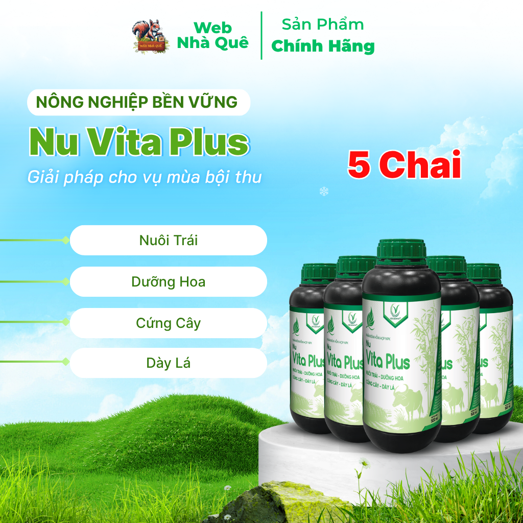 Combo 5 Hũ Phân Bón Lá Nu Vita Plus Tặng 1 Nu Bo Xanh Extra 250ml
