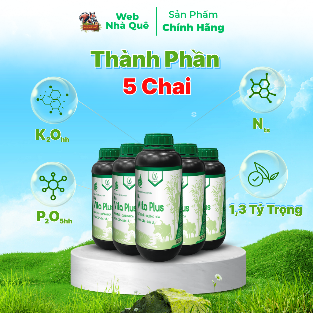 Combo 5 Hũ Phân Bón Lá Nu Vita Plus Tặng 1 Nu Bo Xanh Extra 250ml