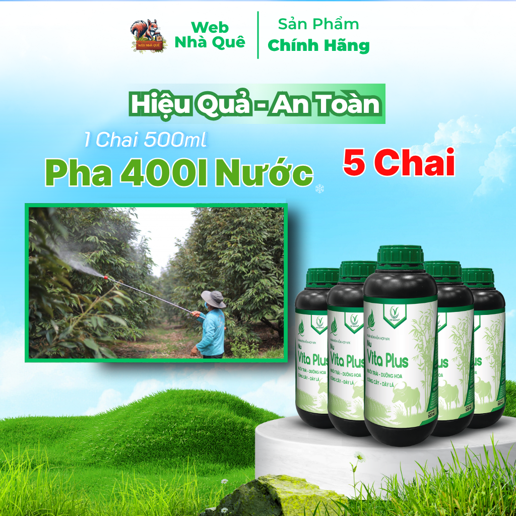 Combo 5 Hũ Phân Bón Lá Nu Vita Plus Tặng 1 Nu Bo Xanh Extra 250ml