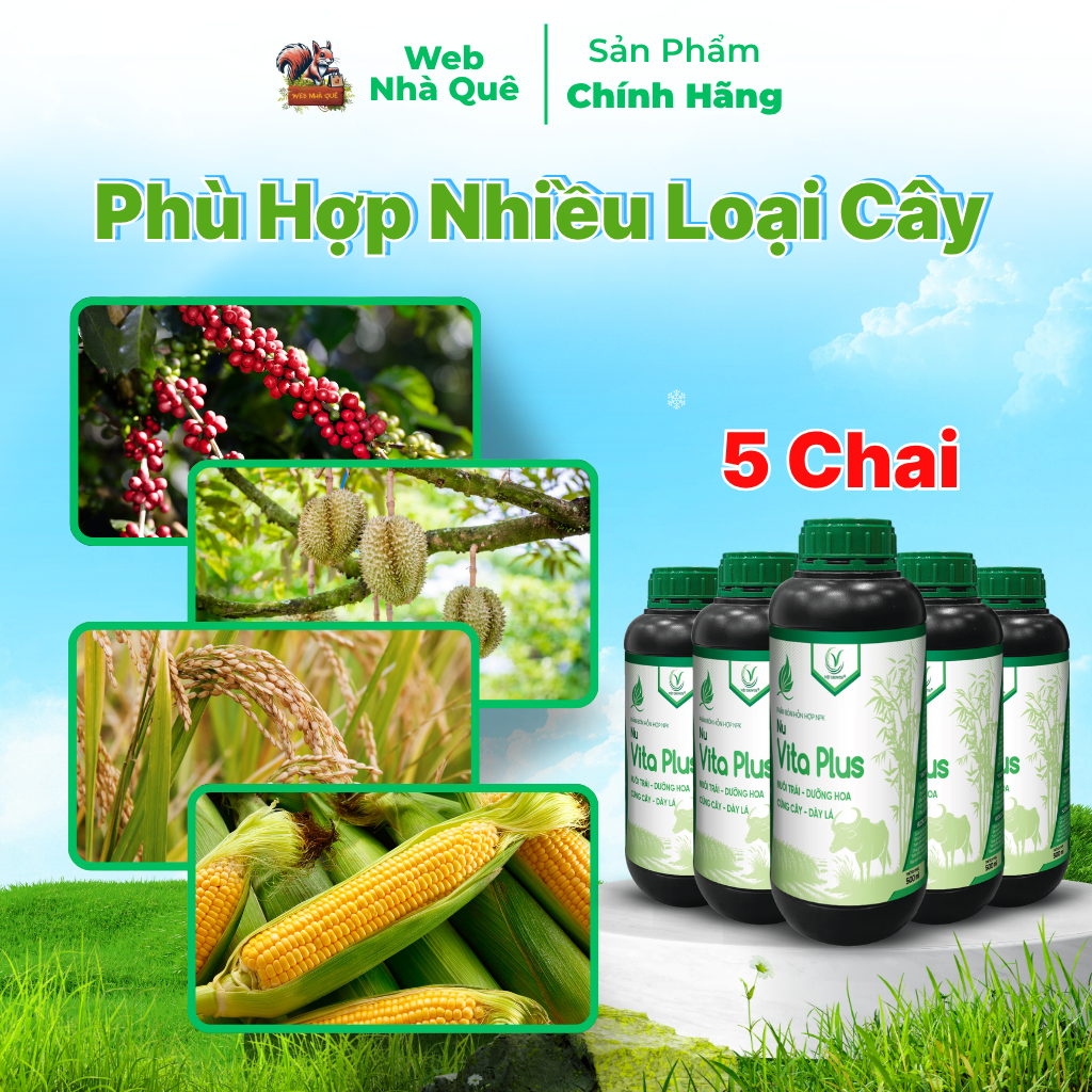 Combo 5 Hũ Phân Bón Lá Nu Vita Plus Tặng 1 Nu Bo Xanh Extra 250ml